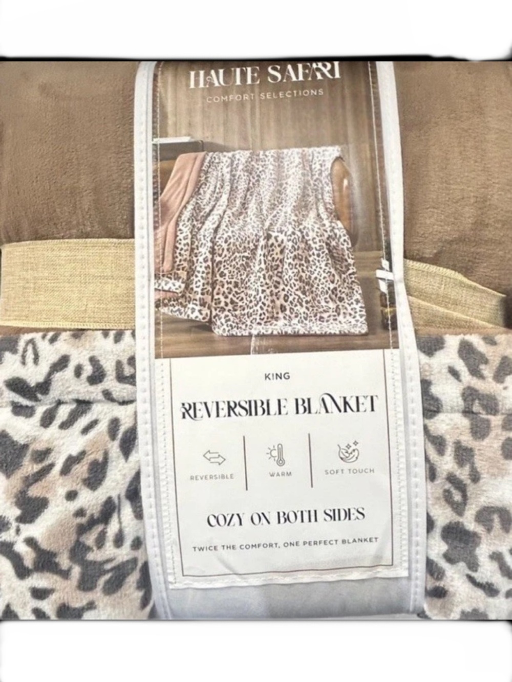 Haute Safari Animal Print Reversible Soft King Blanket